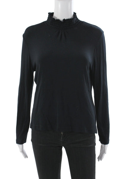 BASLER Women Basic Black Modal Mock Neck Long Sleeve Blouse Size 38