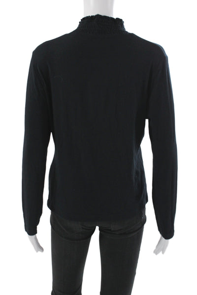 BASLER Women Basic Black Modal Mock Neck Long Sleeve Blouse Size 38