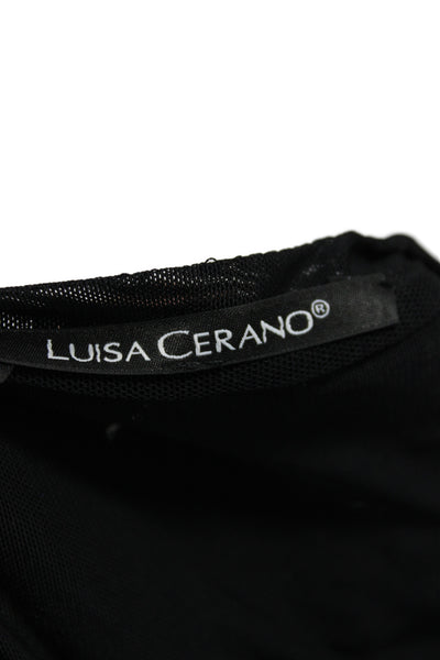 Luisa Cerano Women Camisole Black Striped Round Neck Zip Party Size 4