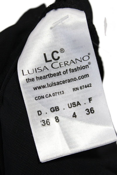 Luisa Cerano Women Camisole Black Striped Round Neck Zip Party Size 4