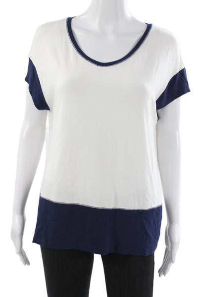 BASLER Womens Basic Blue Scoop Neck Colorblock T-Shirt Viscose Size 38