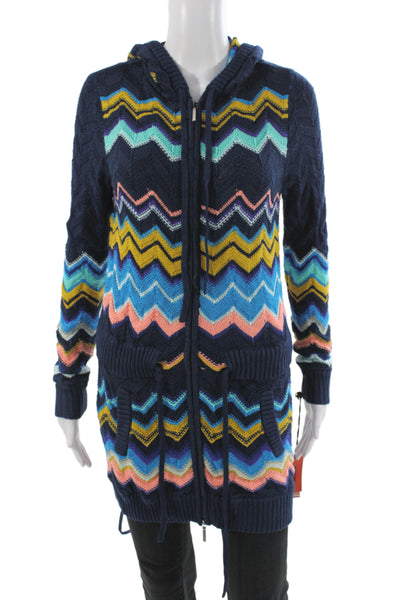 Missoni for Target Womens Blue Chevron High Neck Long Sleeve Cardigan Rayon Size