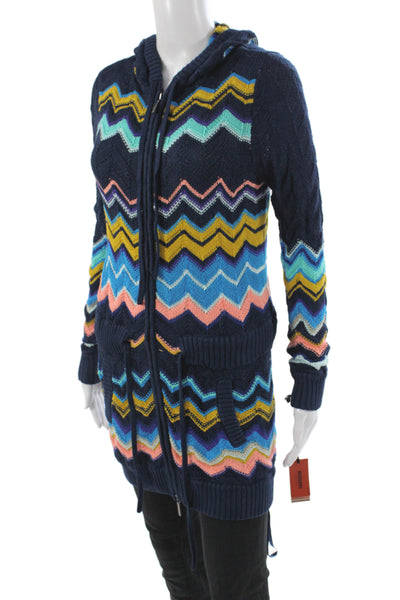 Missoni for Target Womens Blue Chevron High Neck Long Sleeve Cardigan Rayon Size