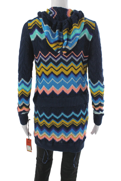Missoni for Target Womens Blue Chevron High Neck Long Sleeve Cardigan Rayon Size