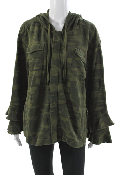 Sanctuary Womens Camouflage Military Jacket Snap Cotton Size XL