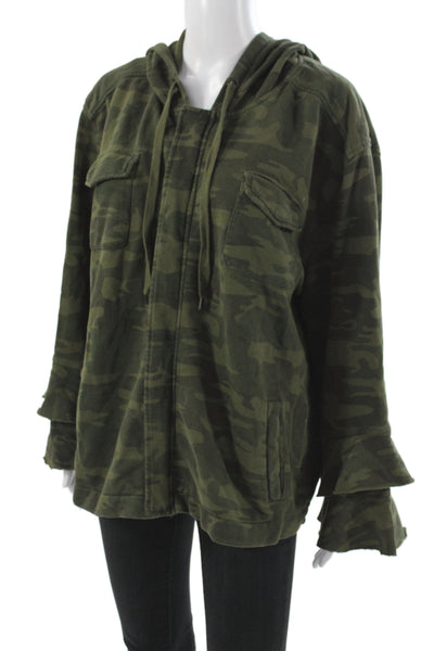 Sanctuary Womens Camouflage Military Jacket Snap Cotton Size XL