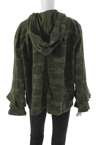 Sanctuary Womens Camouflage Military Jacket Snap Cotton Size XL