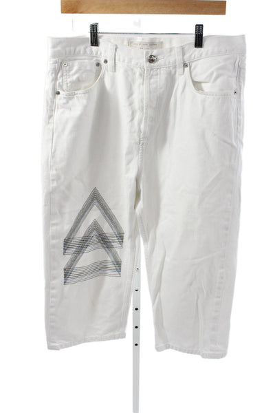 Marc By Marc Jacobs Womens Cropped High Waist Geometric White Jeans Size 31