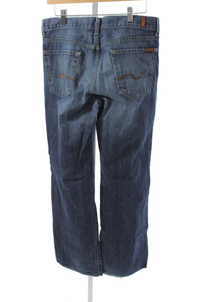 7 For All Mankind Womens Straight Jeans Blue Button Fly Cotton Size 31