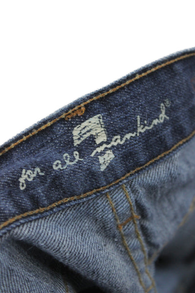 7 For All Mankind Womens Straight Jeans Blue Button Fly Cotton Size 31