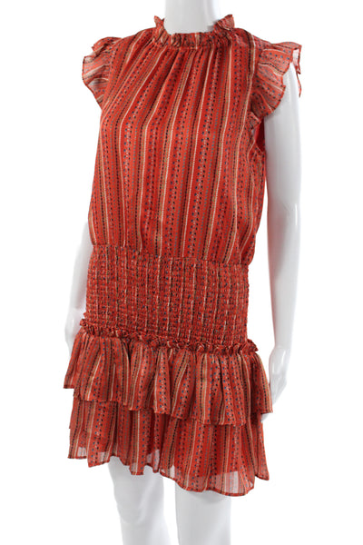 TCEC Womens Mini Striped Red High Neck Sleeveless Knee Length Dress Size M