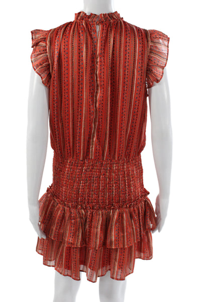 TCEC Womens Mini Striped Red High Neck Sleeveless Knee Length Dress Size M