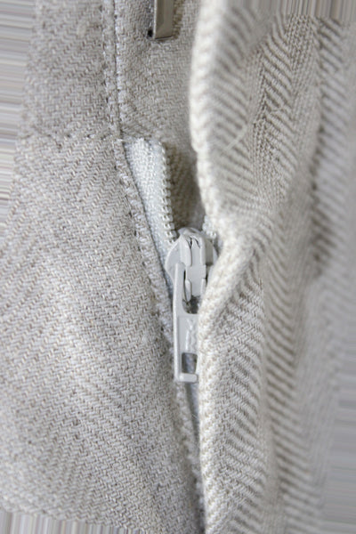 J Crew Mens Beige Herringbone Linen Dress Pants Button Size 33