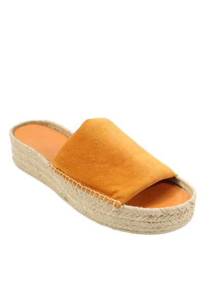 Vince Womens Suede Woven Slip On Open Toe Slides Orange Size 7