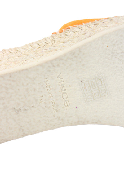 Vince Womens Suede Woven Slip On Open Toe Slides Orange Size 7