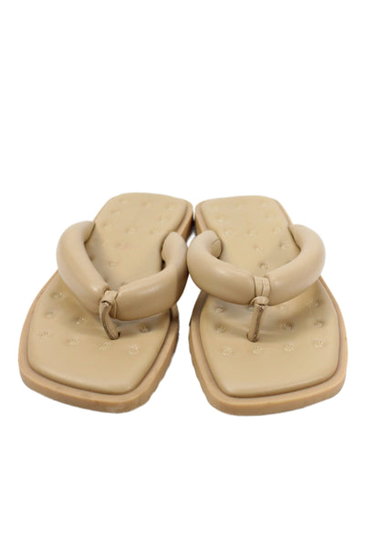 Vince Womens Leather Dotted Flip Flop Slides Beige Size 10