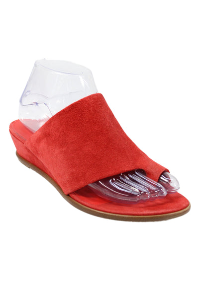 Vince Womens Leather Suede Slip On Sandals Red Size 7