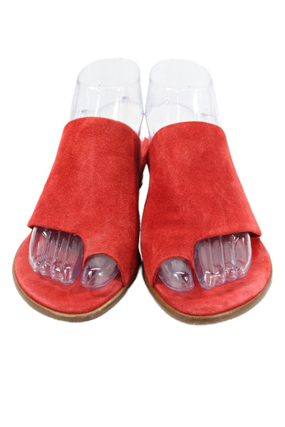 Vince Womens Leather Suede Slip On Sandals Red Size 7