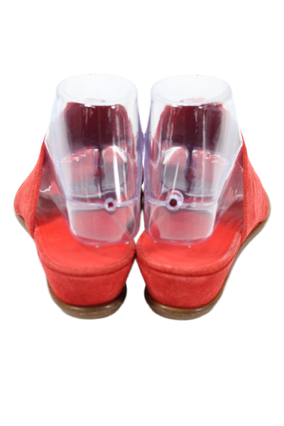 Vince Womens Leather Suede Slip On Sandals Red Size 7