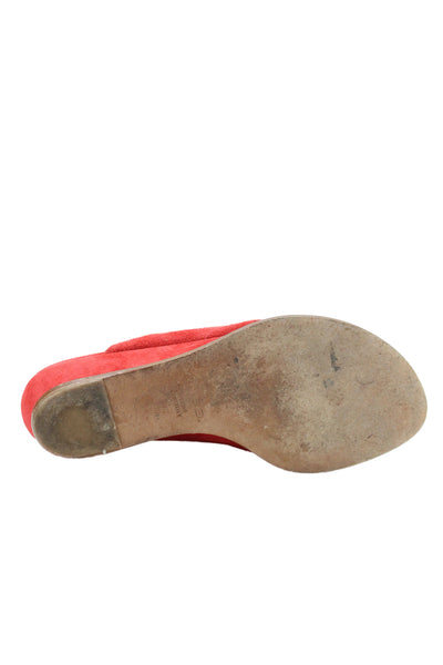 Vince Womens Leather Suede Slip On Sandals Red Size 7