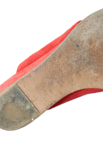 Vince Womens Leather Suede Slip On Sandals Red Size 7