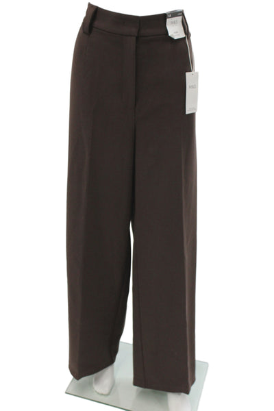 M&S Womens Brown Dress Pants Button Closure Classic Size 18 Tall