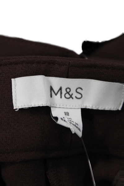 M&S Womens Brown Dress Pants Button Closure Classic Size 18 Tall