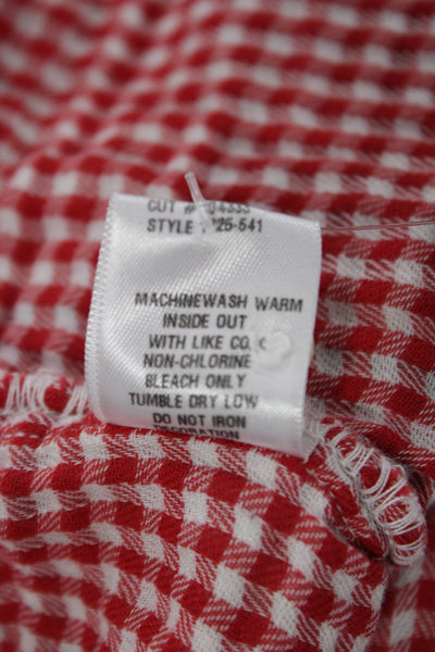 CP Shades Womens Red Cotton Collared Button Up Tunic Long Sleeve Size L