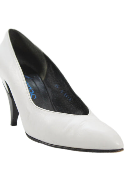 Seducta Womens Leather Pointed Toe Heels Pumps White Size 8.5