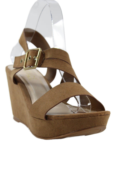 Rouge Helium Womens Strappy Wedge Sandals Brown Size 7.5