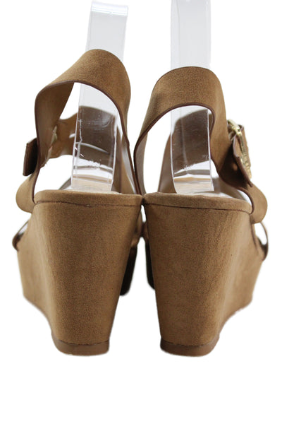 Rouge Helium Womens Strappy Wedge Sandals Brown Size 7.5