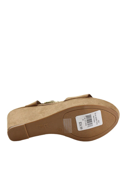 Rouge Helium Womens Strappy Wedge Sandals Brown Size 7.5