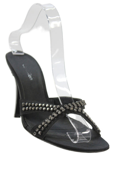 Calvin Klein Womens Embellished Slide On Sandals Black Size 8M