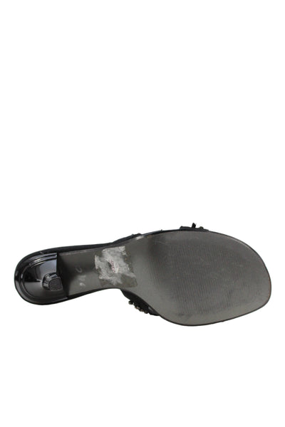 Calvin Klein Womens Embellished Slide On Sandals Black Size 8M