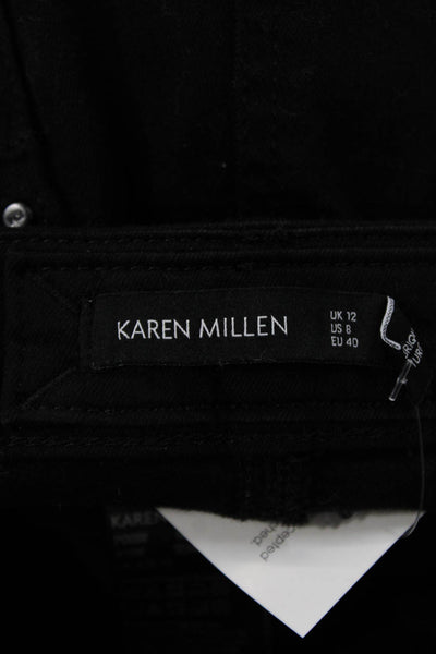 Karen Millen Women Black Straight Jeans Mid Rise Inseam 27 Size 8