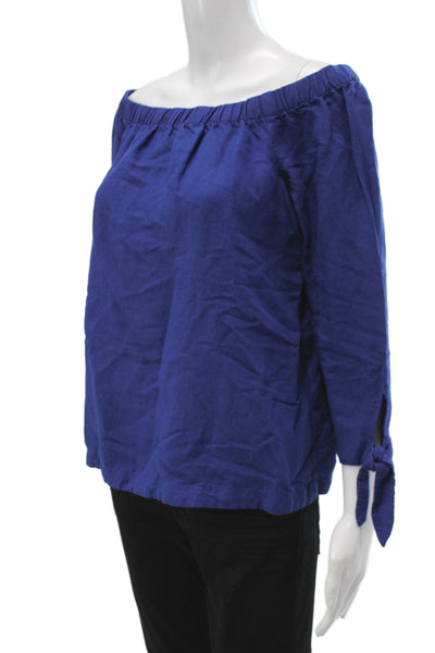 Karen Millen Women Blue Off Shoulder Basic Blouse 3/4 Sleeve Size 8