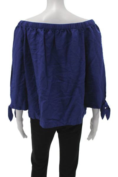Karen Millen Women Blue Off Shoulder Basic Blouse 3/4 Sleeve Size 8