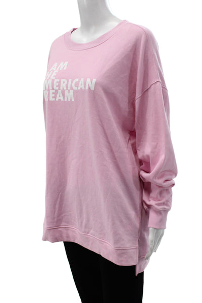 Dubgee Womens Pink Pullover Sweatshirt Crew Neck Long Sleeve Size M