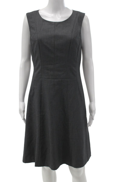 Calvin Klein Womens Sheath Dress Gray Sleeveless Scoop Neck Zip Size 10