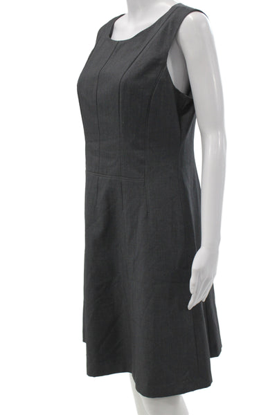 Calvin Klein Womens Sheath Dress Gray Sleeveless Scoop Neck Zip Size 10