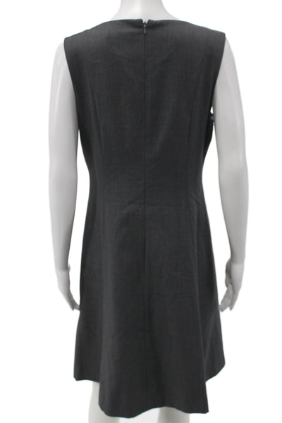 Calvin Klein Womens Sheath Dress Gray Sleeveless Scoop Neck Zip Size 10