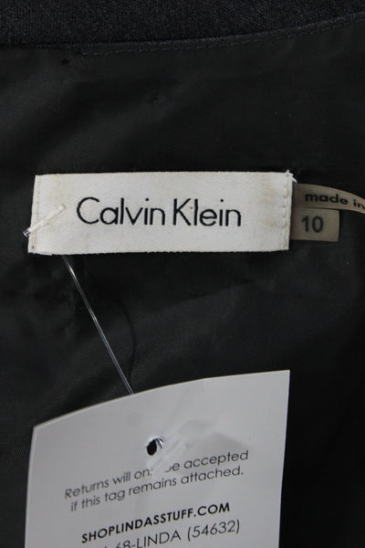 Calvin Klein Womens Sheath Dress Gray Sleeveless Scoop Neck Zip Size 10