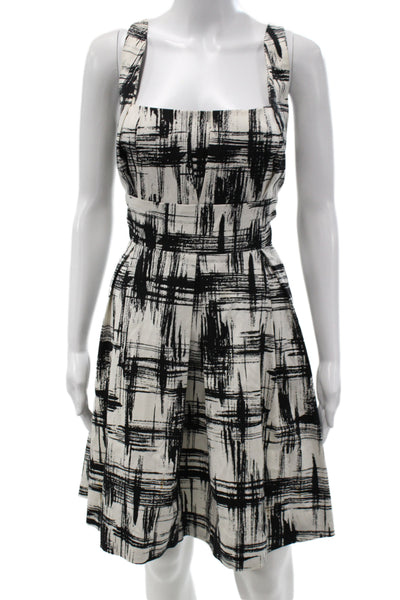 Calvin Klein Women Fit & Flare Dress Black Square Neck Knee-Length Size 10