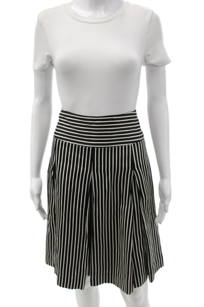 J Crew Women Pleated Silk Striped Skirt Knee Length Zip Size 8