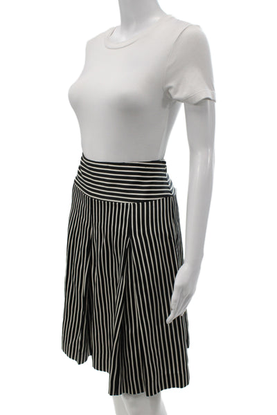 J Crew Women Pleated Silk Striped Skirt Knee Length Zip Size 8