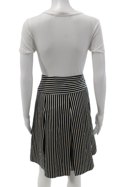 J Crew Women Pleated Silk Striped Skirt Knee Length Zip Size 8