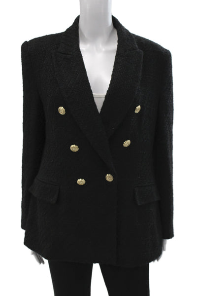 Zara Women Basic Jacket Black Button Long Sleeve Acrylic Size XL
