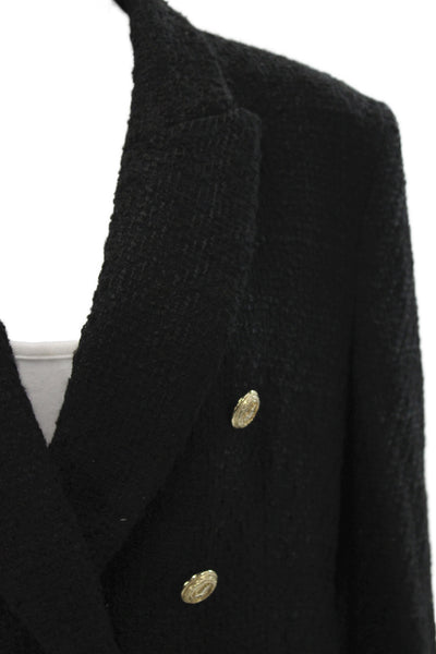 Zara Women Basic Jacket Black Button Long Sleeve Acrylic Size XL