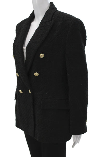 Zara Women Basic Jacket Black Button Long Sleeve Acrylic Size XL