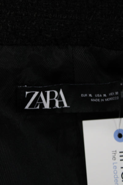 Zara Women Basic Jacket Black Button Long Sleeve Acrylic Size XL